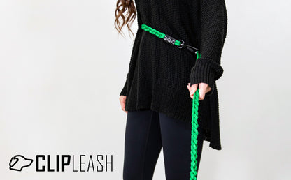 Clip Leash is a strong, safe, versatile dog leash designed to allow the user to adapt to different situations without taking the dog off of the leash. It is open ended to allow the ability to tether, go hands free, around the waist, and many more!